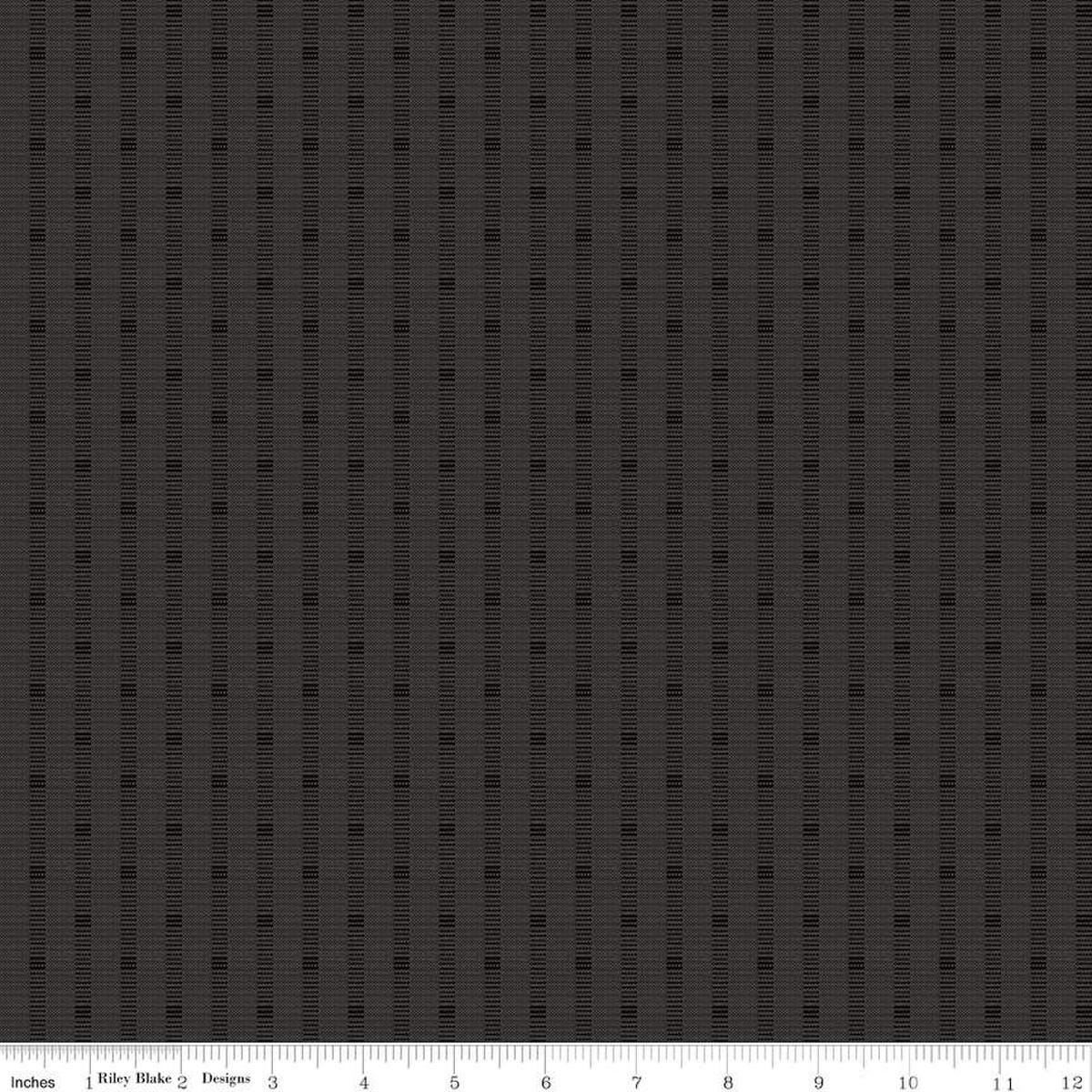 Image of the Stitchers Flannel Railroad Stripe Black flannel fabric by Vicki McCarty for Riley Blake Designs. Features a textured stripe on a black background.
Cute Little Fabric Shop