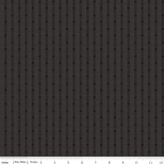 Image of the Stitchers Flannel Railroad Stripe Black flannel fabric by Vicki McCarty for Riley Blake Designs. Features a textured stripe on a black background.
Cute Little Fabric Shop