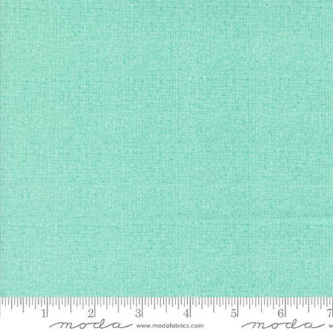 Thatched Aqua quilting cotton fabric by Gingiber for Moda Fabrics. Features a textured and lined pattern on a light aqua mint blue background. 
Cute Little Fabric Shop