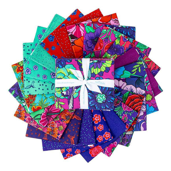 Image of the Botanic Blast Fat Quarter Bundle by Sew Yeah Quilting for Riley Blake Designs. Features floral fabrics with bright colored backgrounds. 
Cute Little Fabric Shop