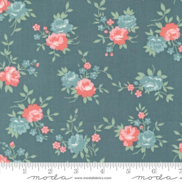 Image of the Rosemary Cottage Roses Lake quilting cotton fabric by Moda Fabrics. Features multicolored roses on a turquoise teal background.
Cute Little Fabric Shop