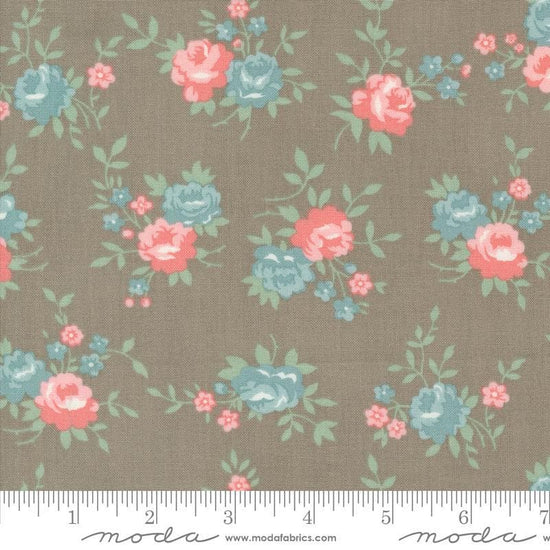 Image of the Rosemary Cottage Roses Cedar quilting cotton fabric by Moda Fabrics. Features multicolored roses on a brown tan background.
Cute Little Fabric Shop
