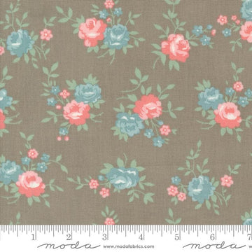 Image of the Rosemary Cottage Roses Cedar quilting cotton fabric by Moda Fabrics. Features multicolored roses on a brown tan background.
Cute Little Fabric Shop
