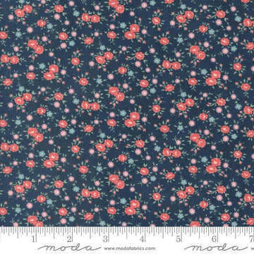 Image of the Rosemary Cottage Ditsy Navy Rosemary quilting cotton fabric by Moda Fabrics. Features small flowers on a navy blue background.
Cute Little Fabric Shop