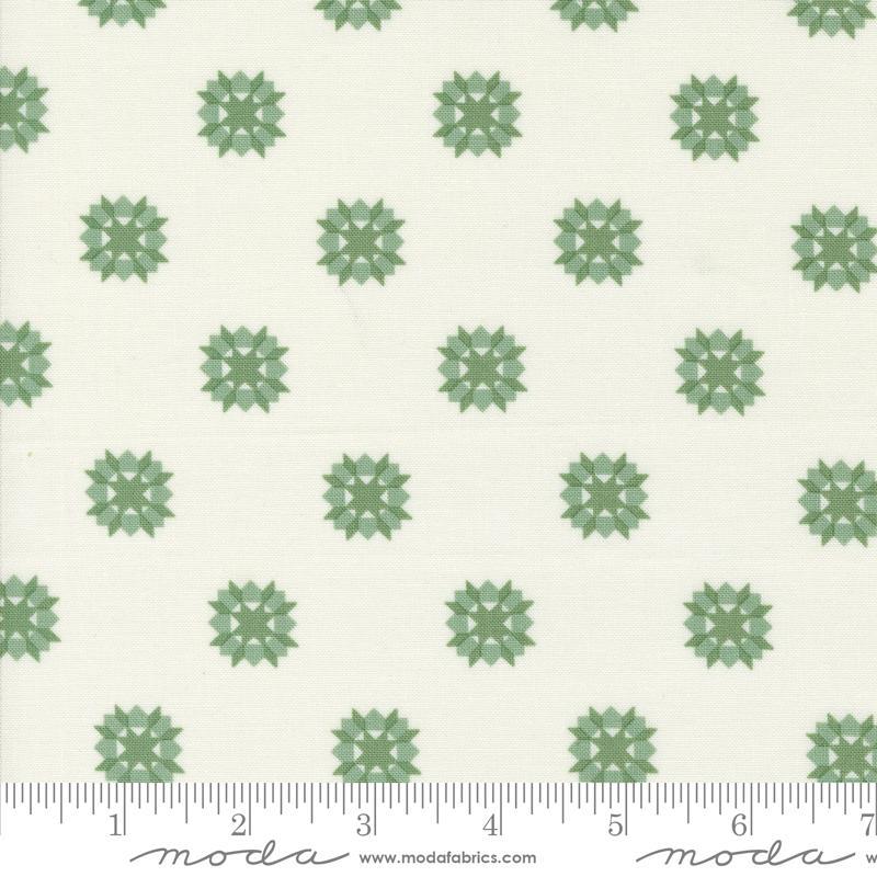 Image of the Rosemary Cottage Blenders Cream Sage quilting cotton fabric by Moda Fabrics. Features small circular flowers scattered on a cream background.
Cute Little Fabric Shop