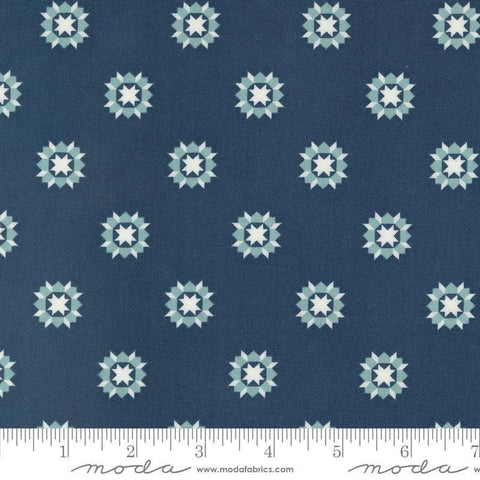 Image of the Rosemary Cottage Blenders Navy quilting cotton fabric by Moda Fabrics. Features small circular flowers scattered on a dark blue background.
Cute Little Fabric Shop