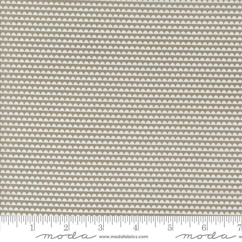 Image of the Rosemary Cottage Stripes Cedar quilting cotton fabric by Moda Fabrics. Features brown and cream scalloped stripes.
Cute Little Fabric Shop