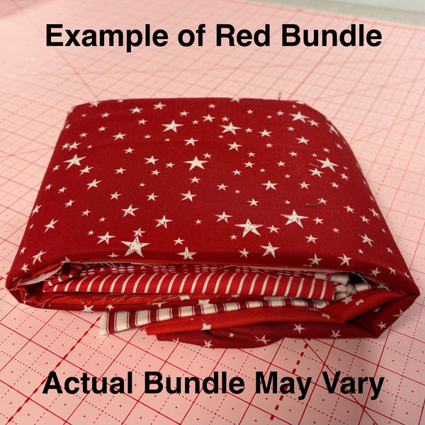 Image of a red mystery bundle using quilting cotton fabric by Riley Blake Designs. Features a red bundle. 
Cute Little Fabric Shop