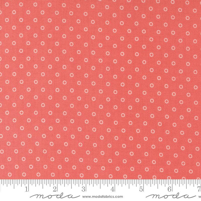 Image of the Rosemary Cottage Dots Strawberry quilting cotton fabric by Moda Fabrics. Features small circle dots on a coral background.
Cute Little Fabric Shop