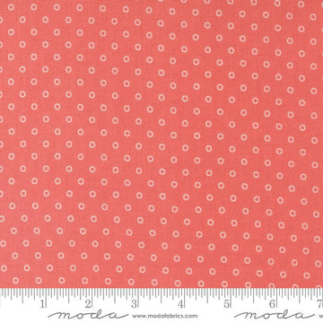 Image of the Rosemary Cottage Dots Strawberry quilting cotton fabric by Moda Fabrics. Features small circle dots on a coral background.
Cute Little Fabric Shop
