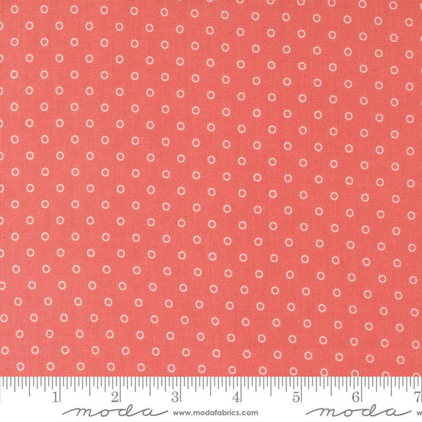 Image of the Rosemary Cottage Dots Strawberry quilting cotton fabric by Moda Fabrics. Features small circle dots on a coral background.
Cute Little Fabric Shop