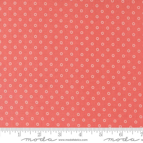 Image of the Rosemary Cottage Dots Strawberry quilting cotton fabric by Moda Fabrics. Features small circle dots on a coral background.
Cute Little Fabric Shop