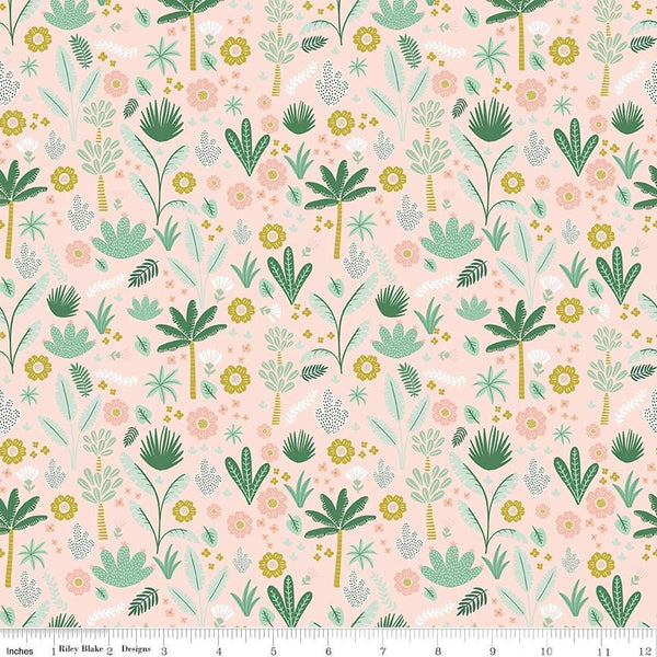 SALE Hibiscus Foliage C11542 Blush - Riley Blake Designs - Floral Flowers Leaves Trees - Quilting Cotton Fabric