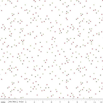SALE Blossom on White C730 Santa Claus - Riley Blake Designs - Floral Flowers Tiny Confetti Blossoms Christmas - Quilting Cotton Fabric
