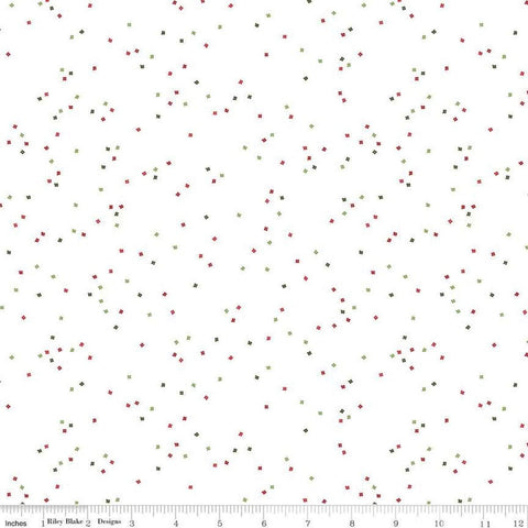 SALE Blossom on White C730 Santa Claus by Riley Blake Designs - Floral Flowers Tiny Confetti Blossoms Christmas - Quilting Cotton Fabric