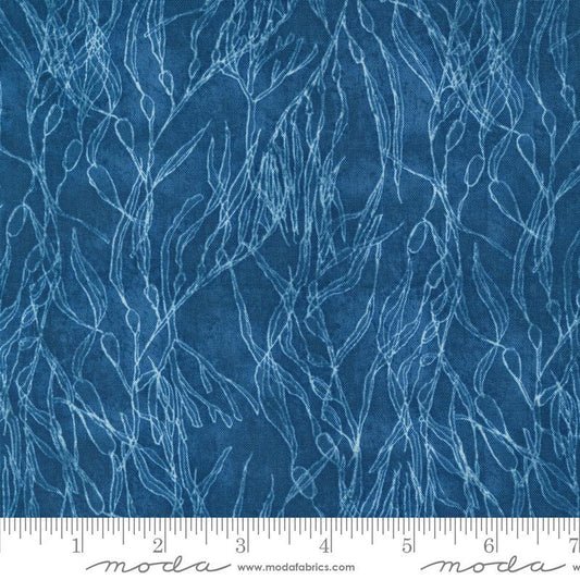 Serena Shores Seaweed Coastal quilting cotton fabric by Robin Pickens for Moda Fabrics. Features seaweed vines on a blue background. 
Cute Little Fabric Shop