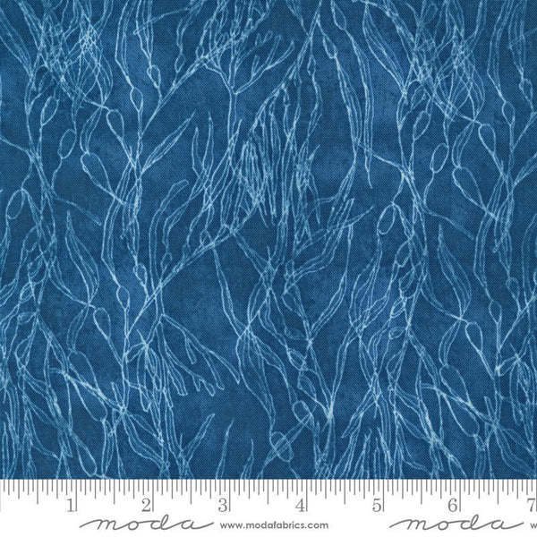 Serena Shores Seaweed Coastal quilting cotton fabric by Robin Pickens for Moda Fabrics. Features seaweed vines on a blue background. 
Cute Little Fabric Shop