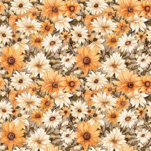 SALE MINKY Queen Bee Packed Floral 60" Wide 30487 Tan - QT Fabrics - Floral Flowers Sunflowers - 100% Polyester