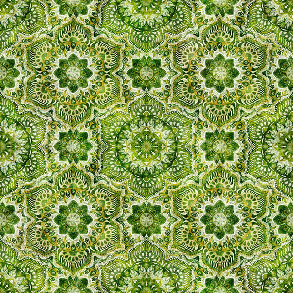 SALE Queen Bee Flower Medallion 30490 Green G - by QT Fabrics - Geometric Floral Flower - Quilting Cotton Fabric
