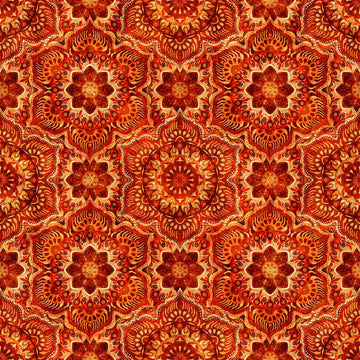 SALE MINKY Queen Bee Flower Medallion 60" Wide 30490 Spice - QT Fabrics - Geometric Flowers Floral - 100% Polyester