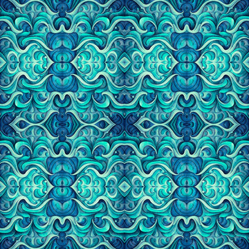 Endless Blues Sea Turtle Geo Medallion 30046 Aqua - QT Fabrics - Quilting Cotton Fabric