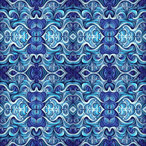 SALE Endless Blues Sea Turtle Geo Medallion 30046 Blue - by QT Fabrics - Quilting Cotton Fabric