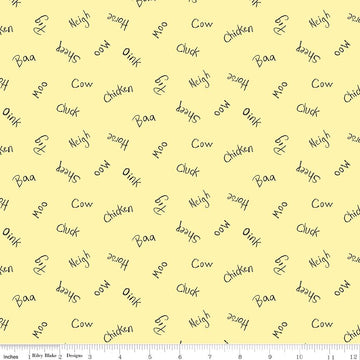 DEAL Coloring on the Farm Words C12232 Yellow - Riley Blake - Crayola Crayons - Quilting Cotton Fabric - Licensed Product