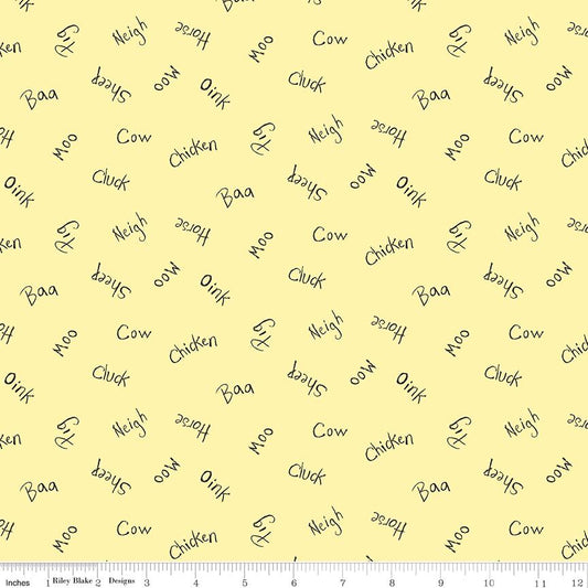 DEAL Coloring on the Farm Words C12232 Yellow - Riley Blake - Crayola Crayons - Quilting Cotton Fabric - Licensed Product