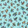 14" End of Bolt Piece - Endless Blues Sea Turtle Toss 30044 Aqua - by QT Fabrics - Turtles - Quilting Cotton Fabric