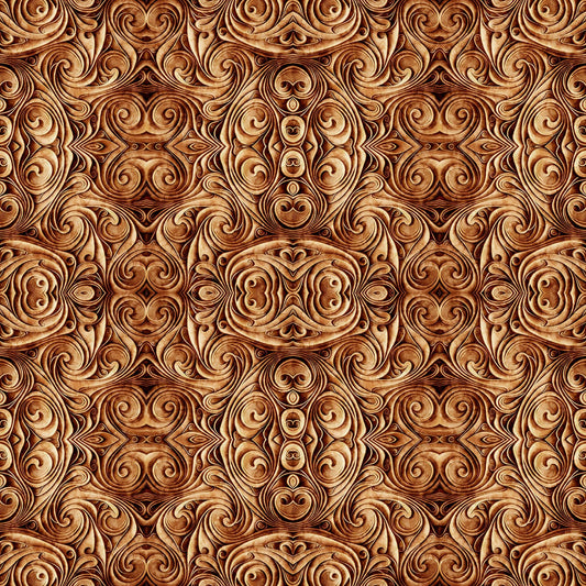 DEAL Endless Blues Sea Turtle Geo Medallion 30047 Brown - - QT Fabrics - Quilting Cotton Fabric