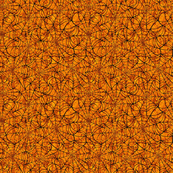 SALE Creepsville Spiderweb 30206 Pumpkin O - by QT Fabrics - Halloween - Quilting Cotton Fabric