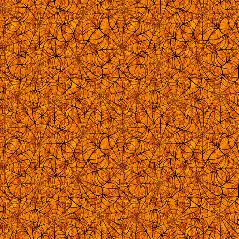 SALE Creepsville Spiderweb 30206 Pumpkin O - by QT Fabrics - Halloween - Quilting Cotton Fabric