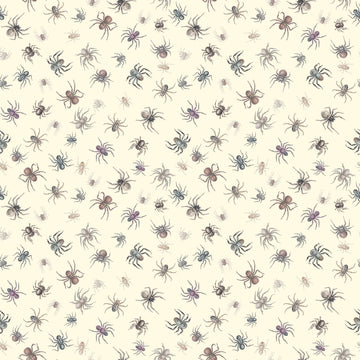 SALE Creepsville Spider Toss 30207 Light Green E - QT Fabrics - Halloween - Quilting Cotton Fabric
