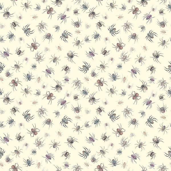 Creepsville Spider Toss 30207 Light Green E - by QT Fabrics - Halloween - Quilting Cotton Fabric