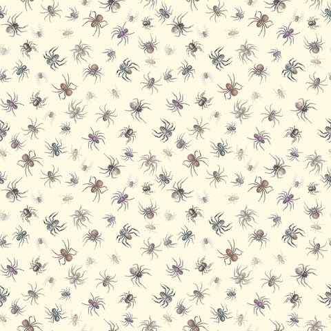 SALE Creepsville Spider Toss 30207 Light Green E - by QT Fabrics - Halloween - Quilting Cotton Fabric