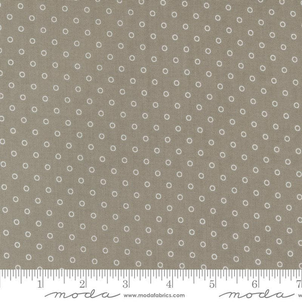 Image of the Rosemary Cottage Dots Cedar quilting cotton fabric by Moda Fabrics. Features small circle dots on a brown tan background.
Cute Little Fabric Shop