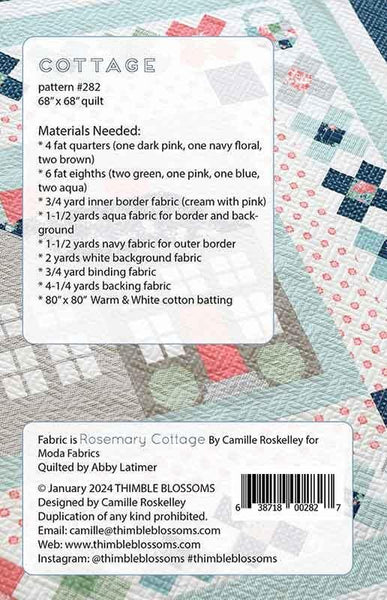 Image of the Cottage quilt pattern by Thimble Blossoms for Moda Fabrics. Features the fabric requirements for the quilt.
Cute Little Fabric Shop