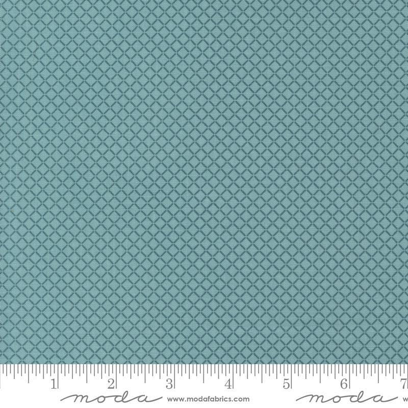 Image of the Rosemary Cottage Check Sky quilting cotton fabric by Moda Fabrics. Features diagonal plaid stripes on a turquoise background.
Cute Little Fabric Shop