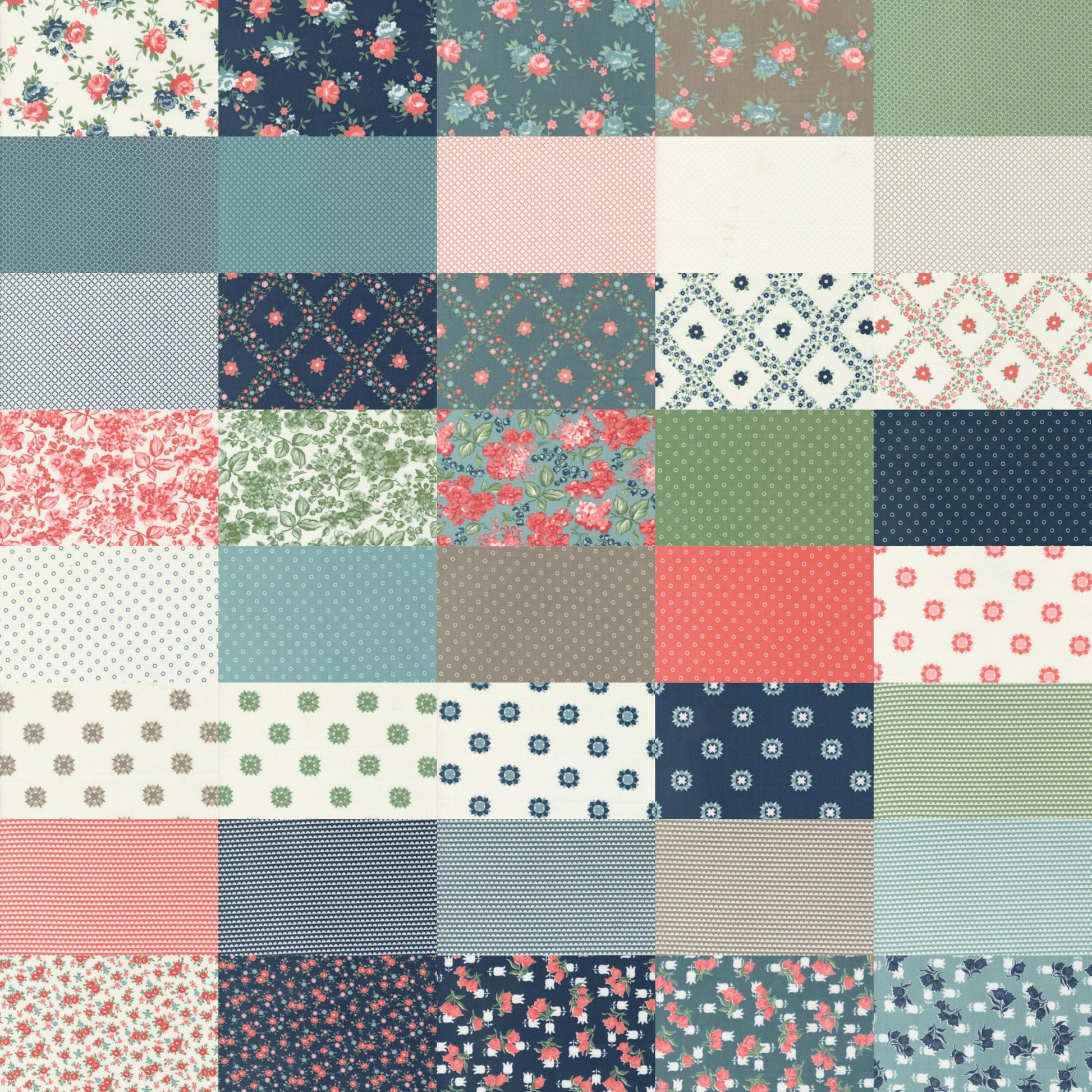 Image of the Rosemary Cottage rolie polie by Camille Roskelley for Moda Fabrics. Features a 40 piece collage with each fabric in the collection.
Cute Little Fabric Shop