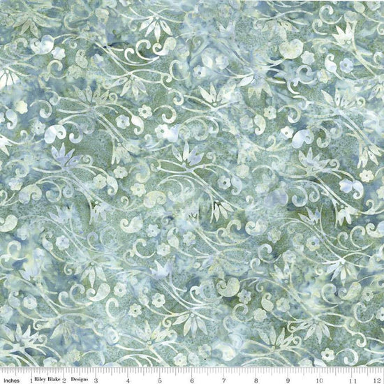 Image of the Expressions Batiks Chalk & Charcoal Sage cotton fabric by Riley Blake Designs. Features swirls and leaves on a sage green background
Cute Little Fabric Shop