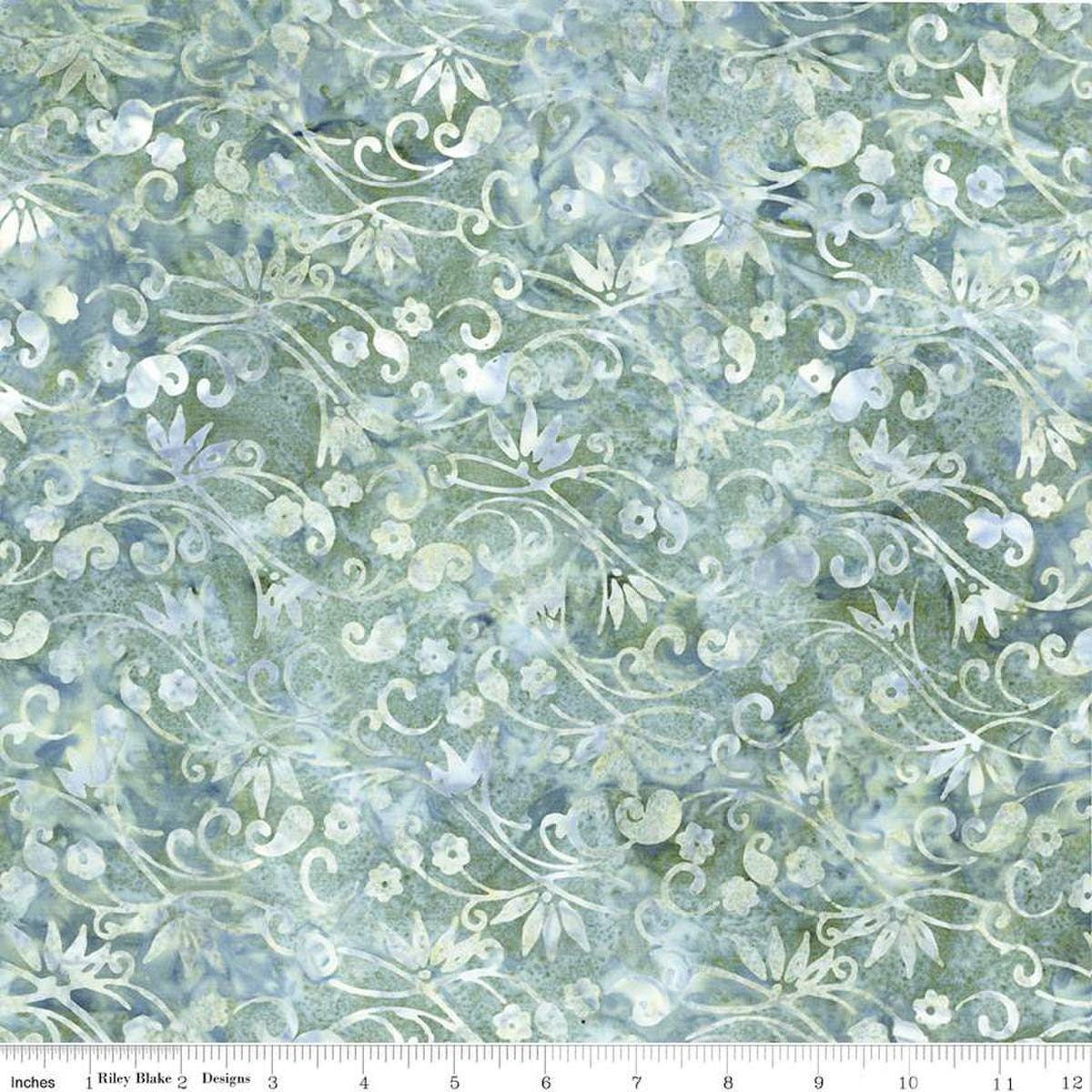 Image of the Expressions Batiks Chalk & Charcoal Sage cotton fabric by Riley Blake Designs. Features swirls and leaves on a sage green background
Cute Little Fabric Shop