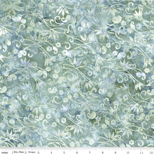 Image of the Expressions Batiks Chalk & Charcoal Sage cotton fabric by Riley Blake Designs. Features swirls and leaves on a sage green background
Cute Little Fabric Shop
