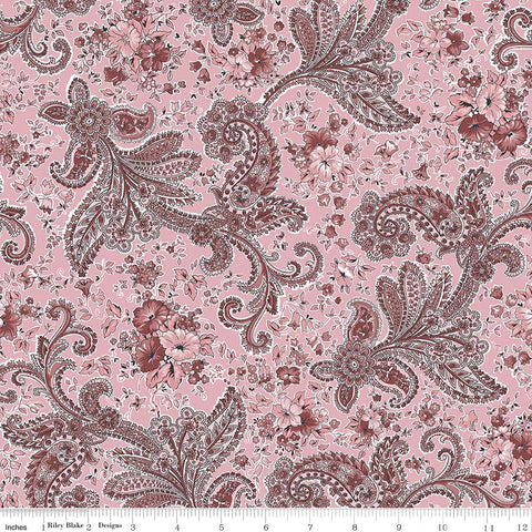 29" End of Bolt - Sale Midnight Garden Paisley C12542 Pink by Riley Blake Designs - Paisleys Floral Flowers - Quilting Cotton Fabric