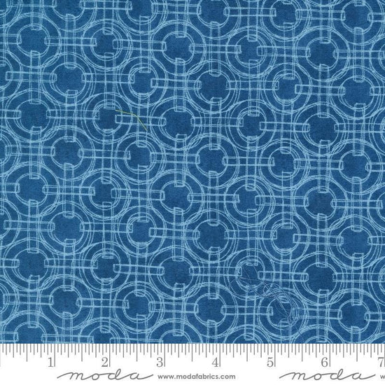 Serena Shores Rings Coastal quilting cotton fabric by Robin Pickens for Moda Fabrics. Features circles and lines on a blue background. 
Cute Little Fabric Shop