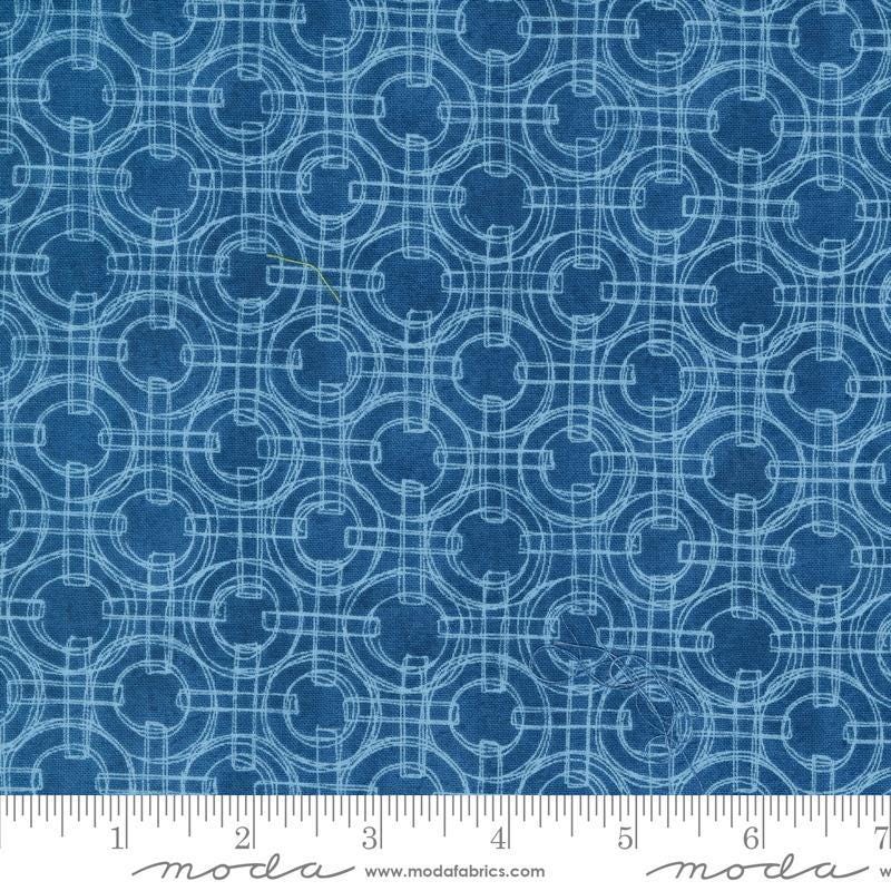 Serena Shores Rings Coastal quilting cotton fabric by Robin Pickens for Moda Fabrics. Features circles and lines on a blue background. 
Cute Little Fabric Shop