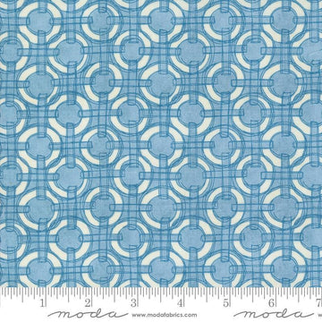 Serena Shores Rings Breeze quilting cotton fabric by Robin Pickens for Moda Fabrics. Features circles and lines on a light blue background. 
Cute Little Fabric Shop