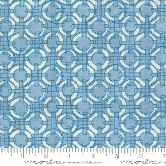 Serena Shores Rings Breeze quilting cotton fabric by Robin Pickens for Moda Fabrics. Features circles and lines on a light blue background. 
Cute Little Fabric Shop