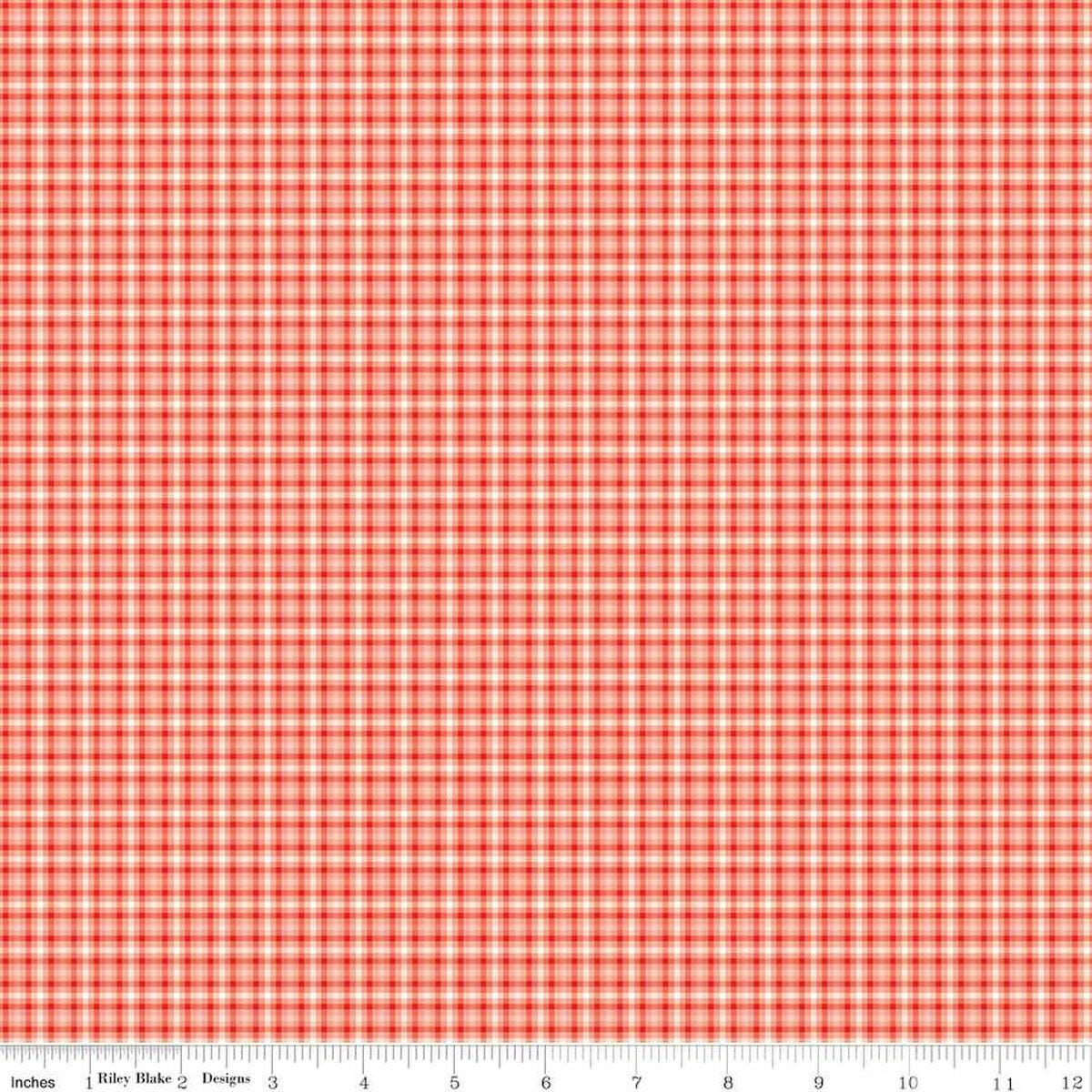 Image of the You & Me Plaid Red quilting cotton fabric by Sandy Gervais for Riley Blake Designs. Features printed gingham on a red background.
Cute Little Fabric Shop