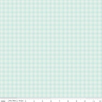 Image of the You & Me Plaid Aqua quilting cotton fabric by Sandy Gervais for Riley Blake Designs. Features printed gingham on a light aqua background.
Cute Little Fabric Shop