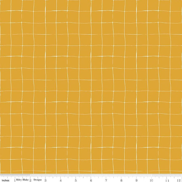 Fat Quarter End of Bolt - Forgotten Memories Grid C12757 Mustard - Riley Blake Designs - Irregular Grid - Quilting Cotton Fabric
